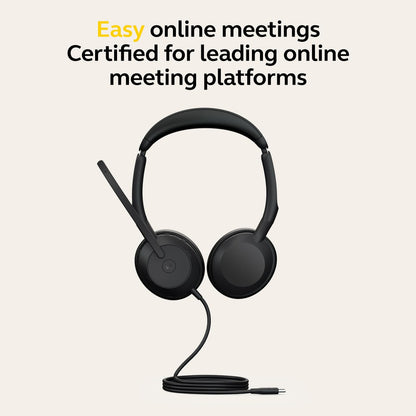 Jabra Evolve2 50 Wired Stereo Headset - with AirComfort Technology, Noise-Cancelling Mics & Active Noise Cancellation - Works with All Leading UC Platforms Such as Zoom & Google Meet - Black