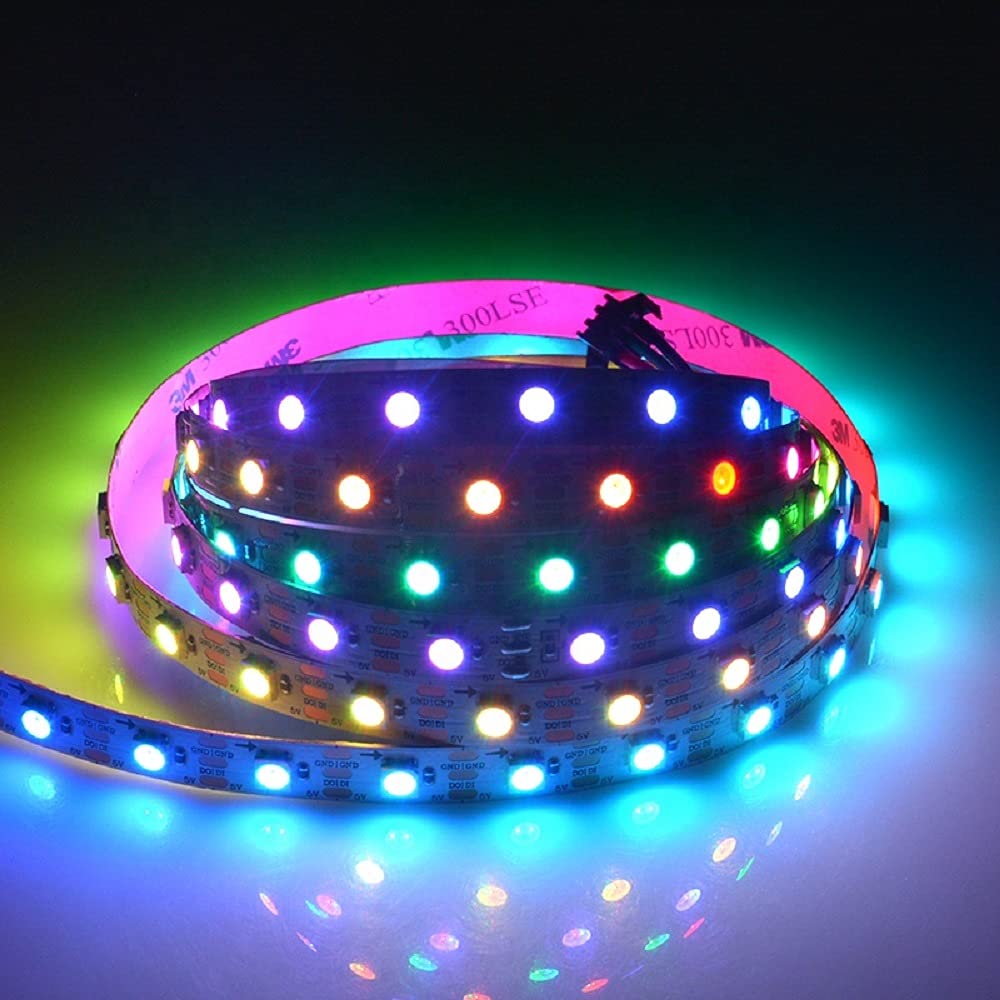WS2812B LED Strip Individual Addressable Light SMD 30Pixels/m 5050 RGB Pixel Strip DC5V (16.4FT 150LEDS Waterproof IP65, White PCB)