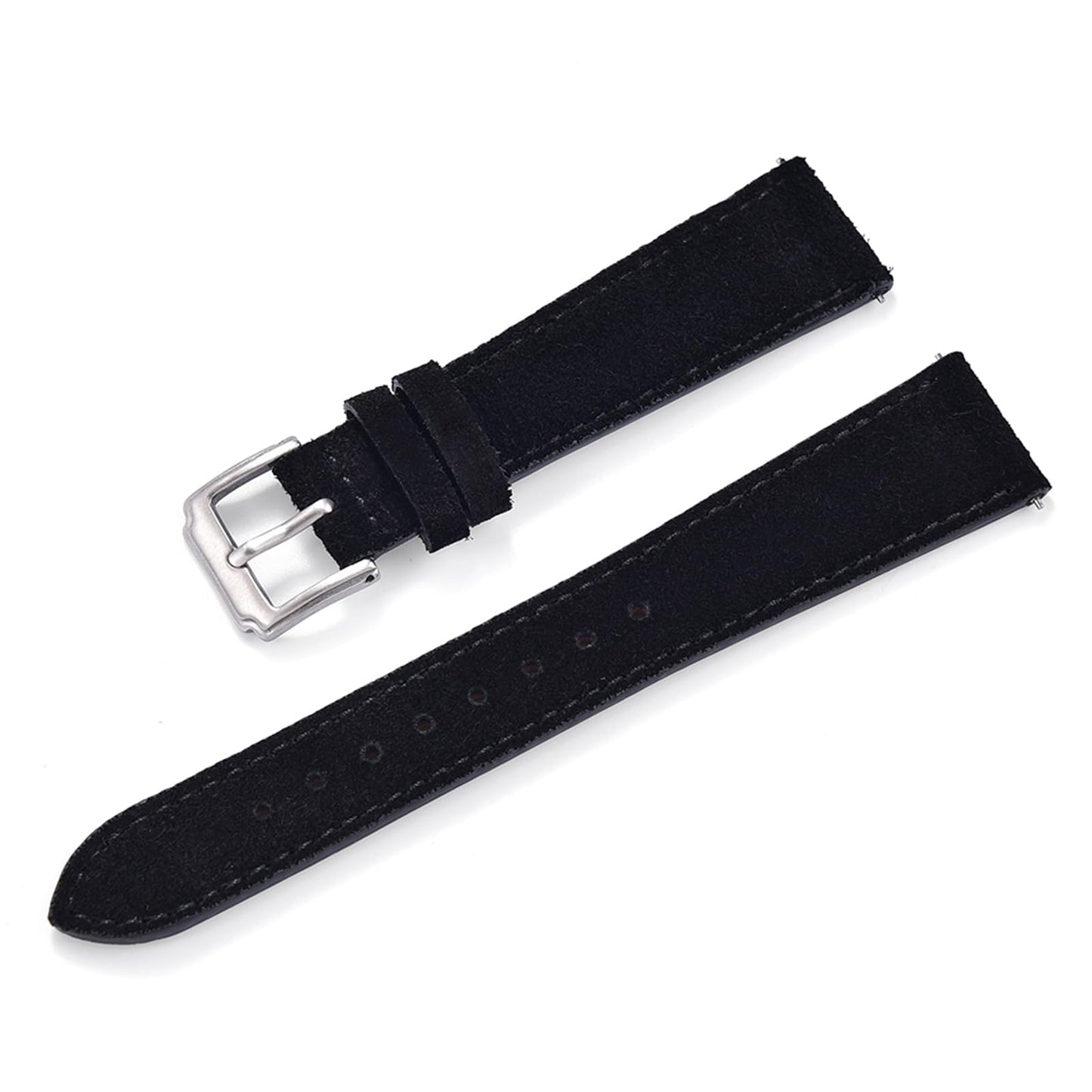 JWNSPA Unisex 18mm 19mm 20mm 22mm Super Soft Suede Leather Watch Band Quick Release Lightweight Watch Strap (Black, 18mm)
