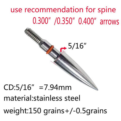 Archery Target Points 125 Grains Archery Field Points arrowheads,5/16″ Stainless Steel Screw in Archery Field Tips and Broadheads (1 Dozen 12 PCS)