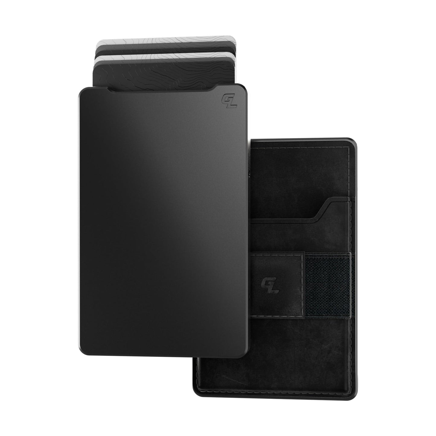 Groove Life Groove Magnetic Thumb Swipe Wallet Gun Metal/Black Leather Go Mens Minimalist Aluminum Credit Card Holder with RFID Blocking, Genuine Leather Attachment, Lifetime Coverage
