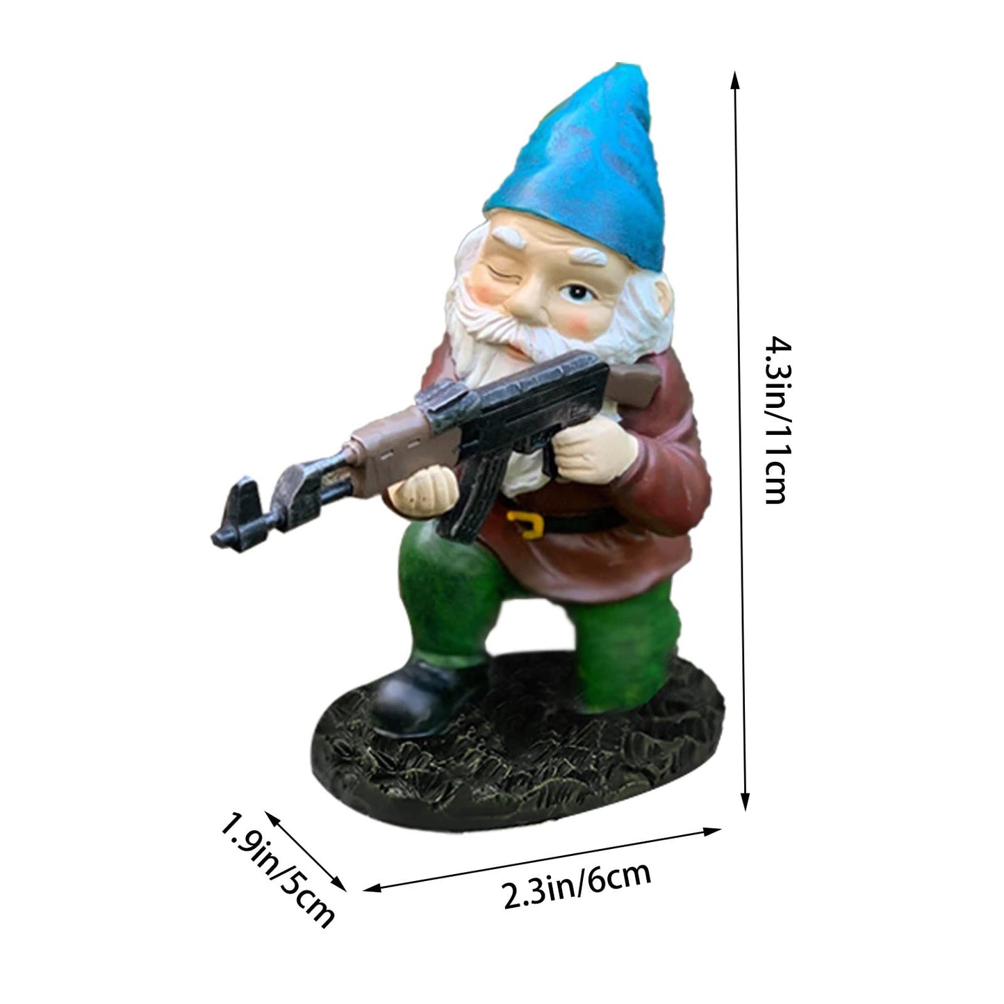 Tirifer Garden Statue Gnome with Gun, Guard Gnome for Garden Military Army Statue Tactical Soldier for Indoor Outdoor, Patio, Yard, Lawn, Christmas Ornaments, Home Décor