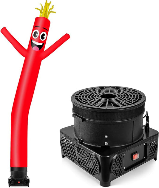 10FT Tall Inflatable Tube Man Wacky Wavy Dancing Guy with 3/4 HP Weather-Resistant Blower (12''Diameter) for Outdoor Decoration Advertising Business Promotion - Red