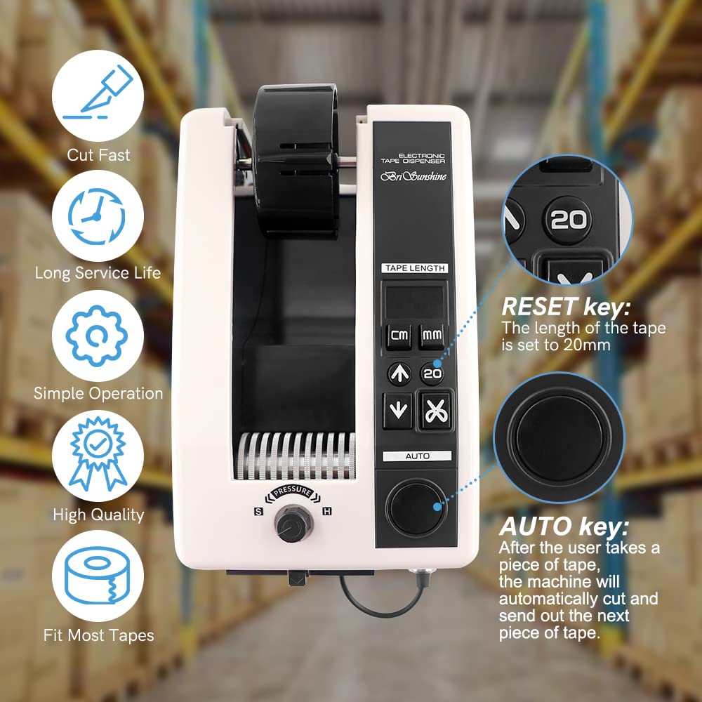 Electric Tape Cutting Machine,Automatic Tape Dispenser Cutter for Wrapping/Packing, with 999mm Cutting Length for Various 8-50mm Width Tapes