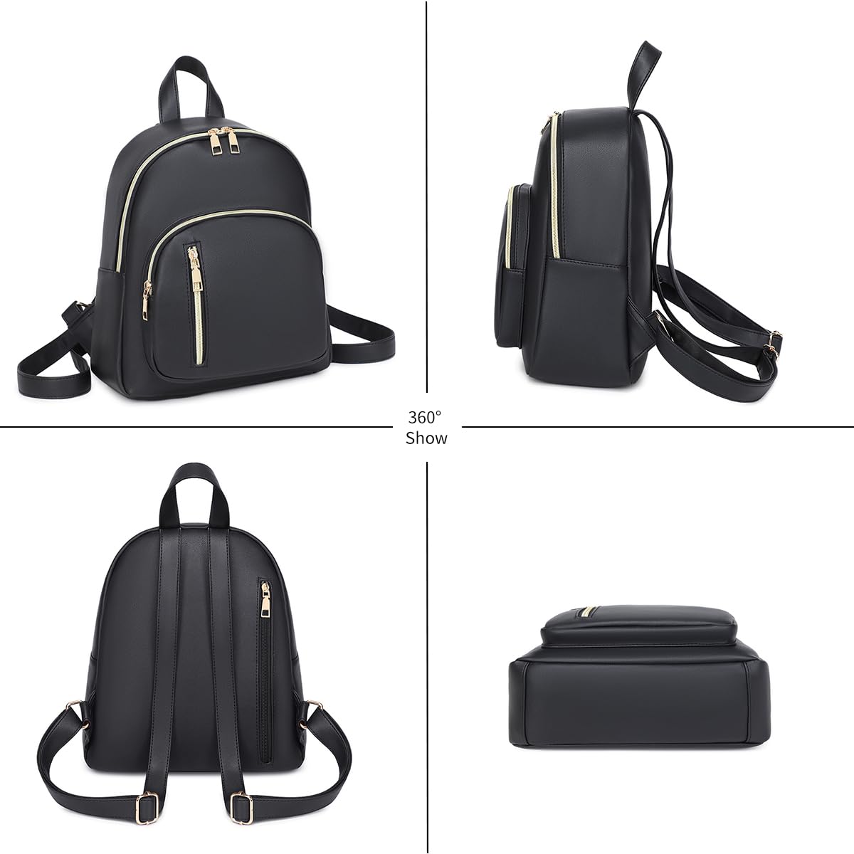 YANAIER Women Mini Backpack Purse PU Leather Anti-theft Backpack Ladies Fashion Casual Travel Daypack Rucksack Black