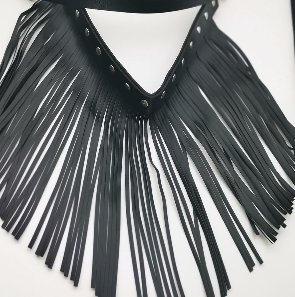 Pinwe Women Body Harness Garter Punk Leather Waist Belts with Fringe Gothic Leg Tassel Belt for Dress Festival Dance Consume