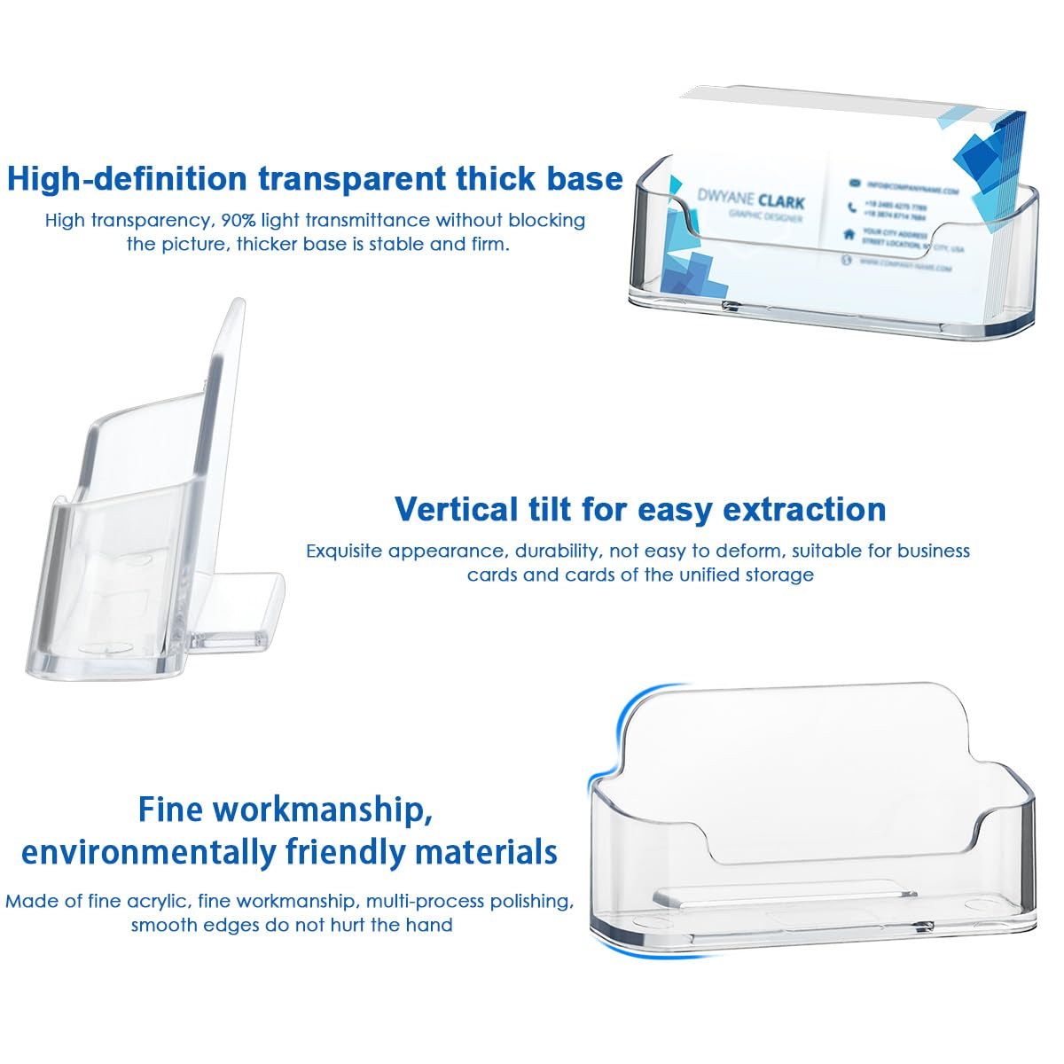 OTYMIOW 20 Pack Acrylic Business Card Holder for Desk, Clear Plastic Desk Business Card Display, Card Holder Stand, Business Card Holder Display, Business Card Stand, Fits 30-50 Business Cards
