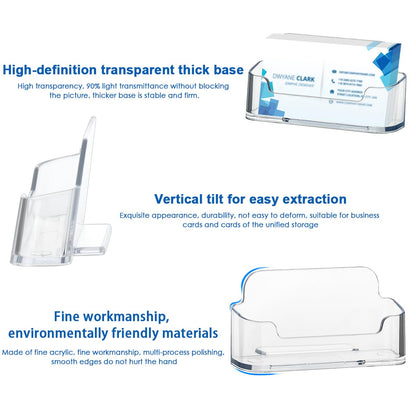 OTYMIOW 20 Pack Acrylic Business Card Holder for Desk, Clear Plastic Desk Business Card Display, Card Holder Stand, Business Card Holder Display, Business Card Stand, Fits 30-50 Business Cards