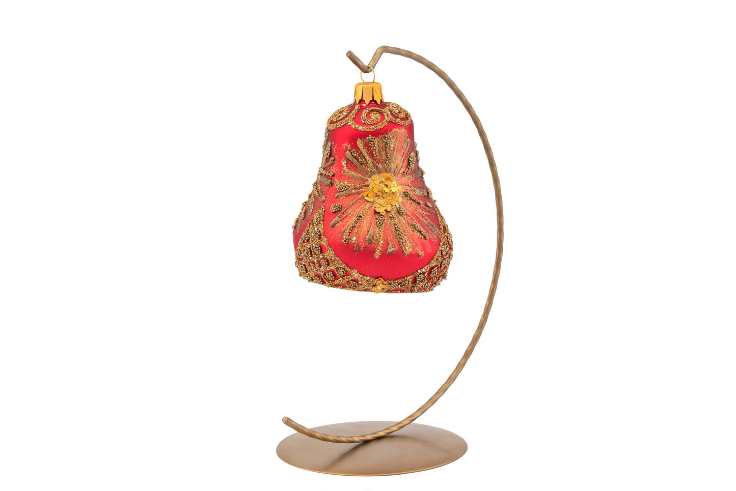 Polish Gallery Christmas Bell Ornament 4-Inch Blown Glass (Fire Star)