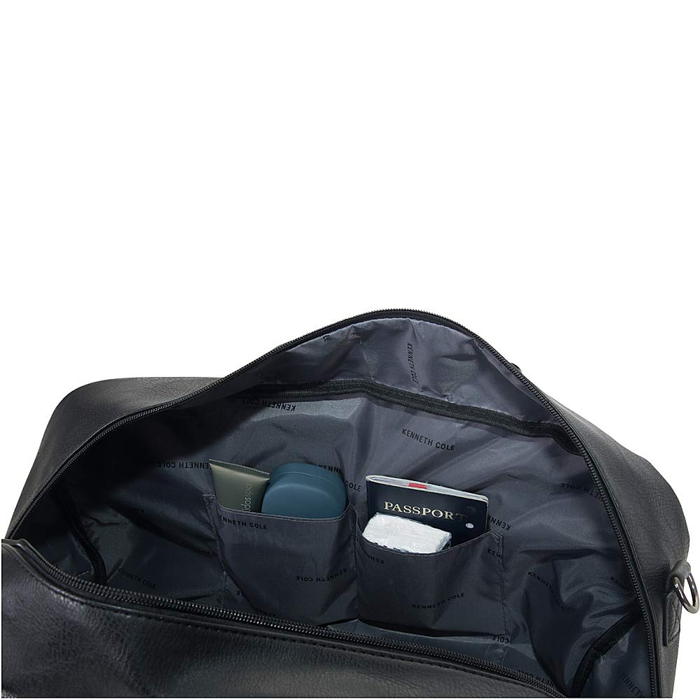 Kenneth Cole Reaction Port Stanley 20" Duffel Bag Pebbled Vegan Leather Carry-On Duffle Travel Bag/Overnight Shoulder Duffel, Black