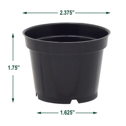 Arcadia Garden Products [100-Pack [2-inch] Nursery Pot with Drainage Holes, Heavy Duty Plastic Injection Mold Grow Pot for Flowers, Seedlings, Succulents, Plant Cuttings, Black