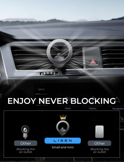 LISEN for MagSafe Car Mount iPhone 17 Car Accessories for Men Women Interior,Magnetic Phone Holder for Car [95% Increase Magnetic] Truck Vent Phone Mount 2X Mat Fit GPS iPhone 17 Pro Max Air 16 15
