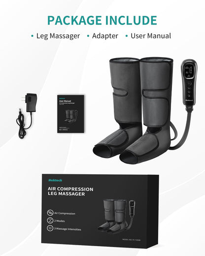 Nekteck Leg Compression Massager for Circulation and Relaxation, FSA Eligible Foot and Calf Massage Machine 2 Modes 3 Intensities with Hand-held Controller for Pain Relief, HSA Adjustable Leg Wraps