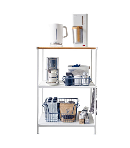 Yamazaki Home Kitchen Appliance 3 tier Storage Rack-Standing Organizer Shelves, One Size, Black