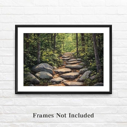 Yesad Nature Wall Art, Forest Path Landscape Wall Decor, Modern Farmhouse Canvas Art Abstract Botanical Canvas Décor Home Decorations for Living Room Bedroom (Unframed,18”x12”, Path)