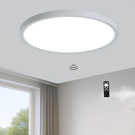 12 Inch Motion Sensor Ceiling Light Indoor Wired, LED Motion Sensor Light Indoor with Remote, Flush Mount Light Fixture for Closet Hallway Laundry Porch Pantry, White