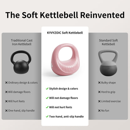 KYVYZOIC Soft Kettlebell, Kettlebells Anti-Slip Grip with Cushioned Impact-Resistant Base, Strength Training Kettlebells Sets for Home Workouts, Kettlebell for Women/Men/Beginners - Pink