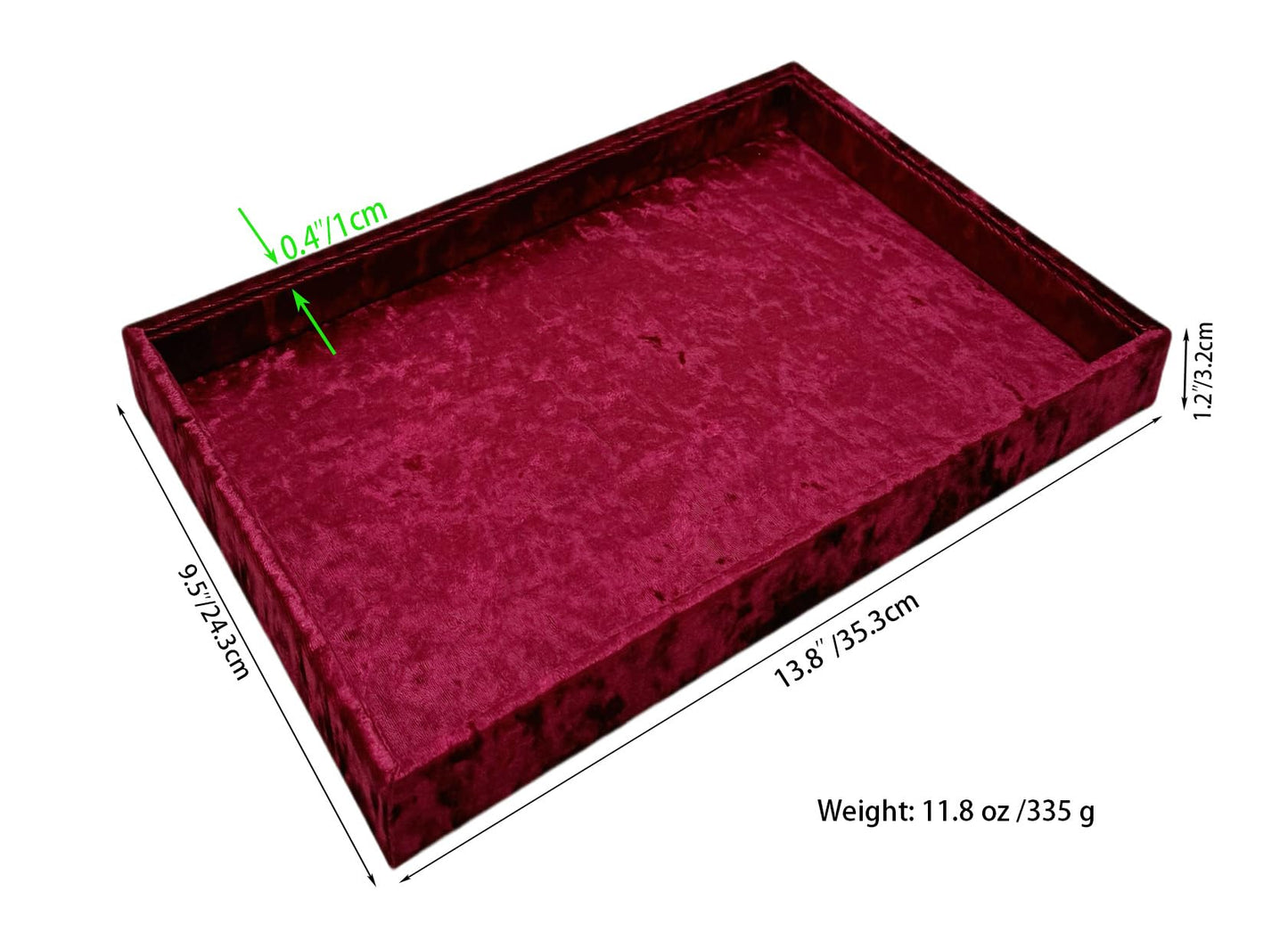 AgentMoon Luxurious Decorative Jewelry Tray,Commodity Display Board,Bedside Storage Tray for Eyeglasses Phone Watch Bracelet Earring Keys.Luxury Extra Velour (Embossed Red)