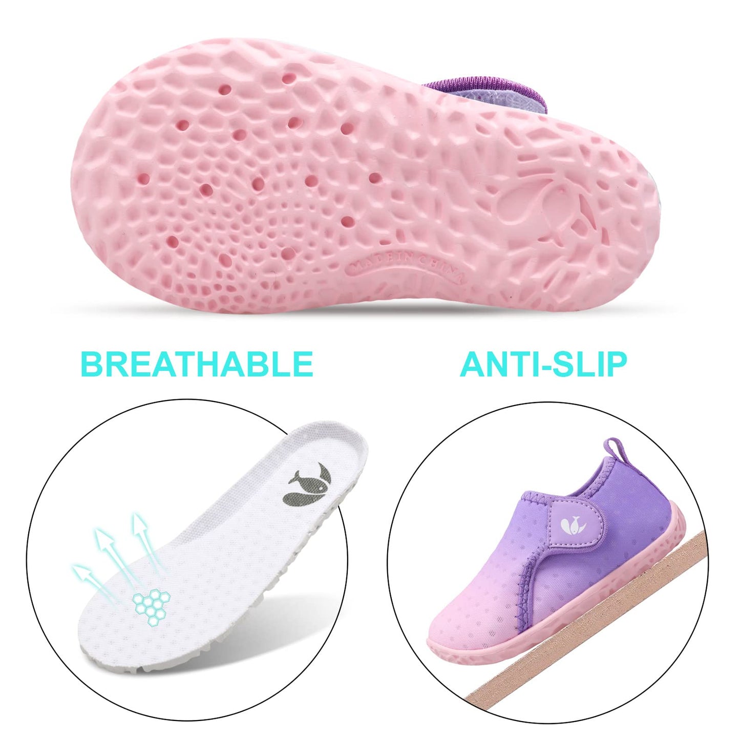 FEETCITY Boys Girls Water Shoes Kids Quick Dry Aqua Socks Non-Slip Barefoot for Sport Beach Swim Surf Toddler 8