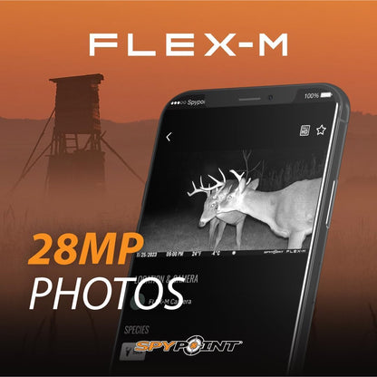 SPYPOINT Flex-M Twin Pack Cellular Trail Cameras - SD Card 2-Pack with LIT-22, Best Hunting Accessories, No WiFi Needed, GPS, Night Vision, IP65 Water-Resistant, 28MP Photos, & 720p Videos + Sound