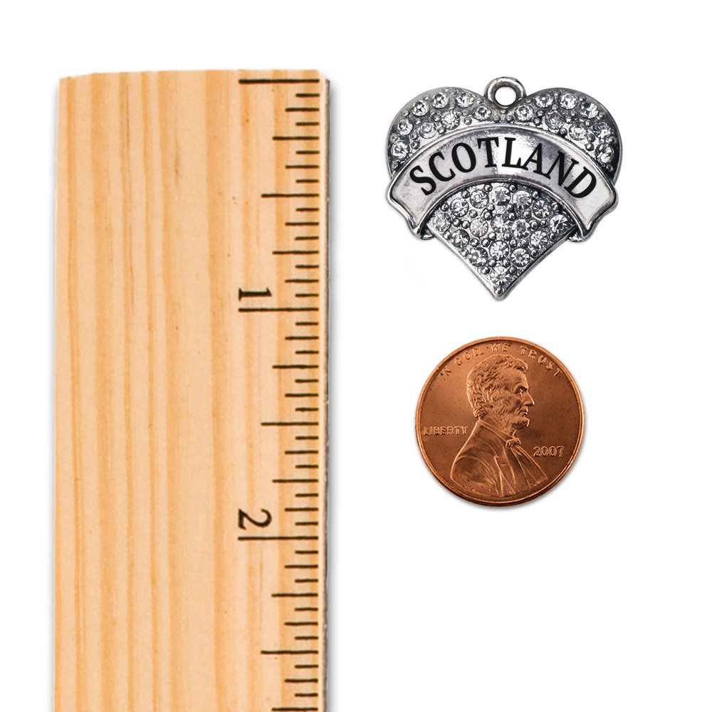 Inspired Silver - Scotland - Silver Christmas Ornament - Pave Heart Charm Christmas Tree Ornament with Cubic Zirconia - Holiday Hanging Decoration