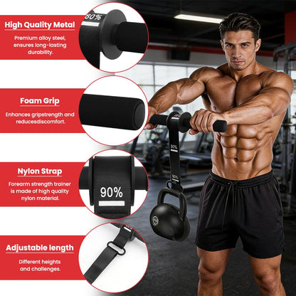 Forearm Strengthener and Wrist Roller with Thick Grip & Adjustable Strap, Ideal for Grip Strength Training, Muscle Building and Rehabilitation(Color:Black)