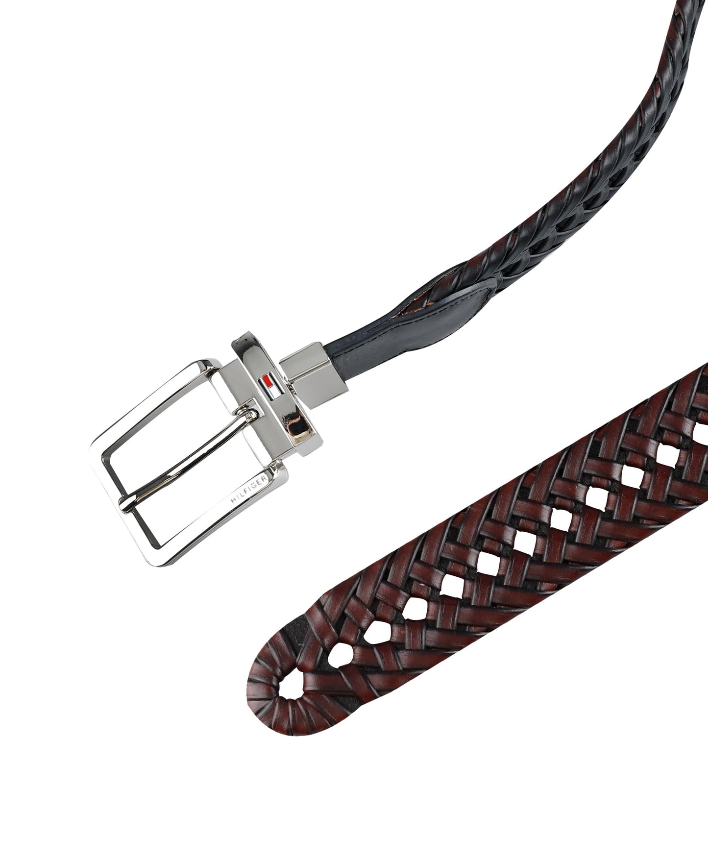 Tommy Hilfiger Men’s 2‑in‑1 Reversible Braided Leather Belt, Fully Adjustable Casual & Dress Style, Black/Brown