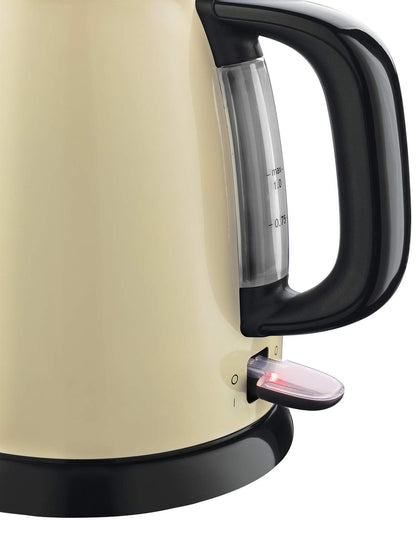 Russell Hobbs Colours+ 24994-70 Kettle [1.0 L] Stainless Steel Cream (2400 W, Quick Boil Function, Removable Limescale Filter, External Water Level Indicator, Small Travel Kettle)