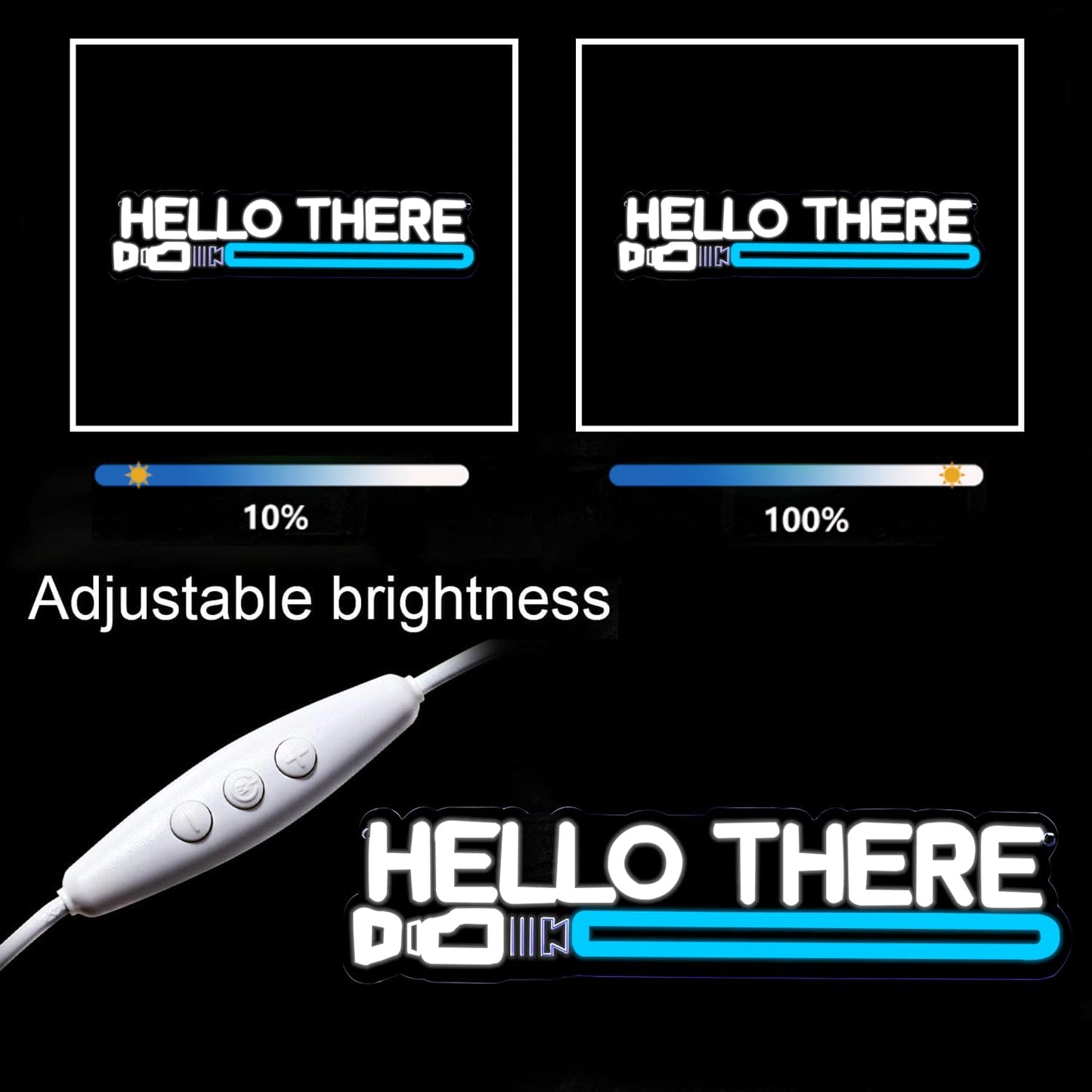 Pinlangdou Lightsaber Neon Sign Hello There Neon Sign Usb Power LED Swords Light Wall Decor for Bedroom Living Room Best Gifts for Men Fans