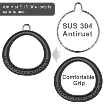 Dolibest 2 Pack of Ninja Gymnastic Rings, Monkey Ring Outdoor Backyard Ninja Accessories Set, Obstacle Course for Training,1000LB Capacity(Black)