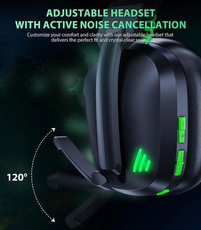 Vakedy HW11 Wireless Gaming Headset for PS5,PS4,PS4 Pro, Switch,Mac,Bluetooth 5.3 Gaming Headphones with Noise Canceling Mic,Gamer Headphones for PC,50Hr Battery (Black)