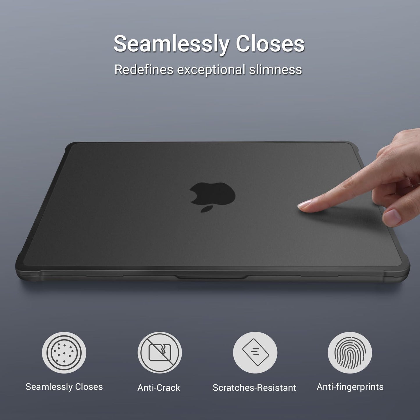 MOSISO Compatible with MacBook Air 13 inch Case M5 2026 M4 2025 M3 M2 2024-2022 A3449 A3240 A3113 A2681, Seamlessly Closes Anti-Crack&Anti-Fingerprints Hard Shell for MacBook Air 13.6, Black