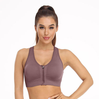 Women's Zip Front Sports Bra Wireless Post-Surgery Bra Front Zipper Surgical Sports Bras Racerback Yoga Bra Workout Running Fitness Compression Bras 3 Pack (Large, 3 Pack(Black+Flesh+Light Purple))