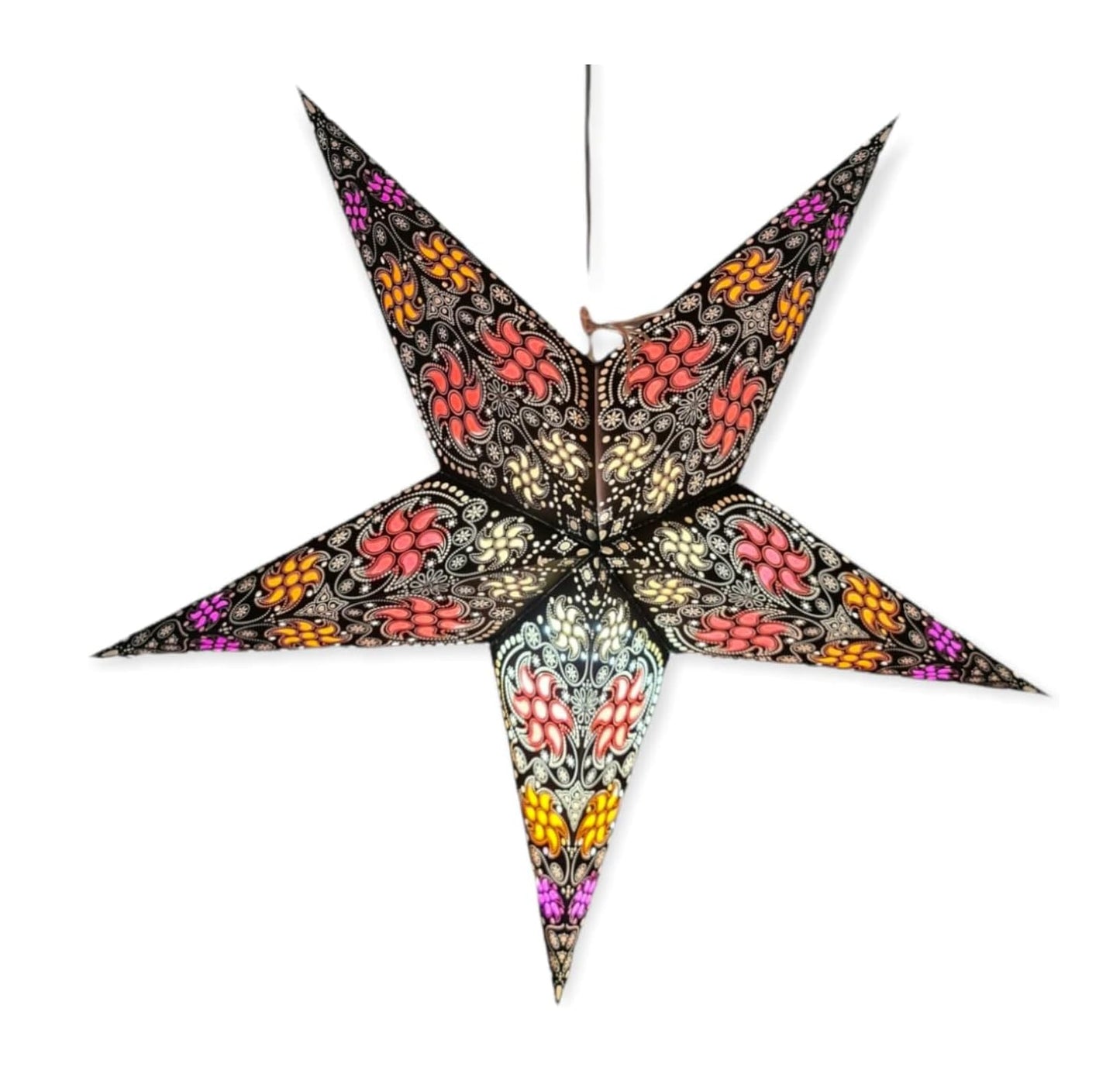 Yepsio Paper Star Lantern Lampshade, 24 inch, Hanging Decorations for Christmas, Wedding, Home, Party (Red, Black, Multi)