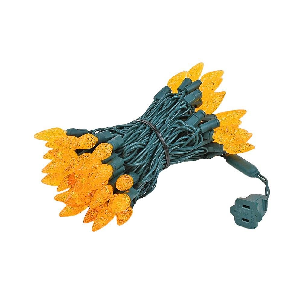 Novelty Lights 24FT 70 LED C6 LED Halloween String Lights, Outdoor Christmas Tree Commercial Grade LED String Lights, Permanent Christmas Lights Tree Decorations (Orange)