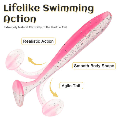 Vhxmaizxn 30 Pcs Soft Plastic Fishing Lures Paddle Tail Swimbaits Soft Bait