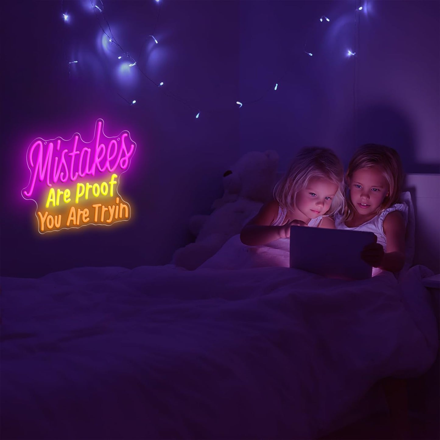 Mistakes Are Proof You Are Trying Neon Sign, Dimmable Neon Sign USB Powered LED Light, Motivational for Classroom Office Room Bedroom Living Room Sign, Graduation Gift 12.99 x 12.99"