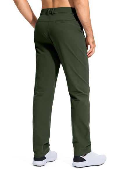 Pudolla Men's Golf Pants Stretch Classic Fit Work Dress Pants 34 Lightweight Quick Dry Casual Slacks Trousers with Pockets(Army Green 34Wx34L)