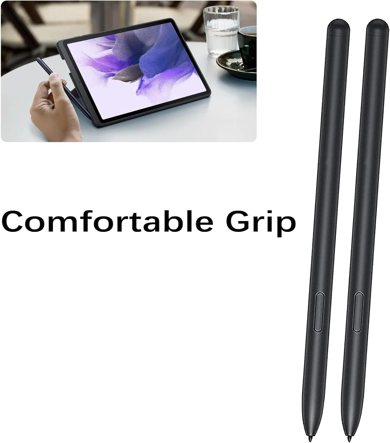 2 Pack Galaxy Tab S7 FE S Pen Replacement Stylus Pen for Samsung Galaxy Tab S7, Tab S7 FE SM-T730, SM-T733, SM-T736B Stylus Pen (Mystic Black)