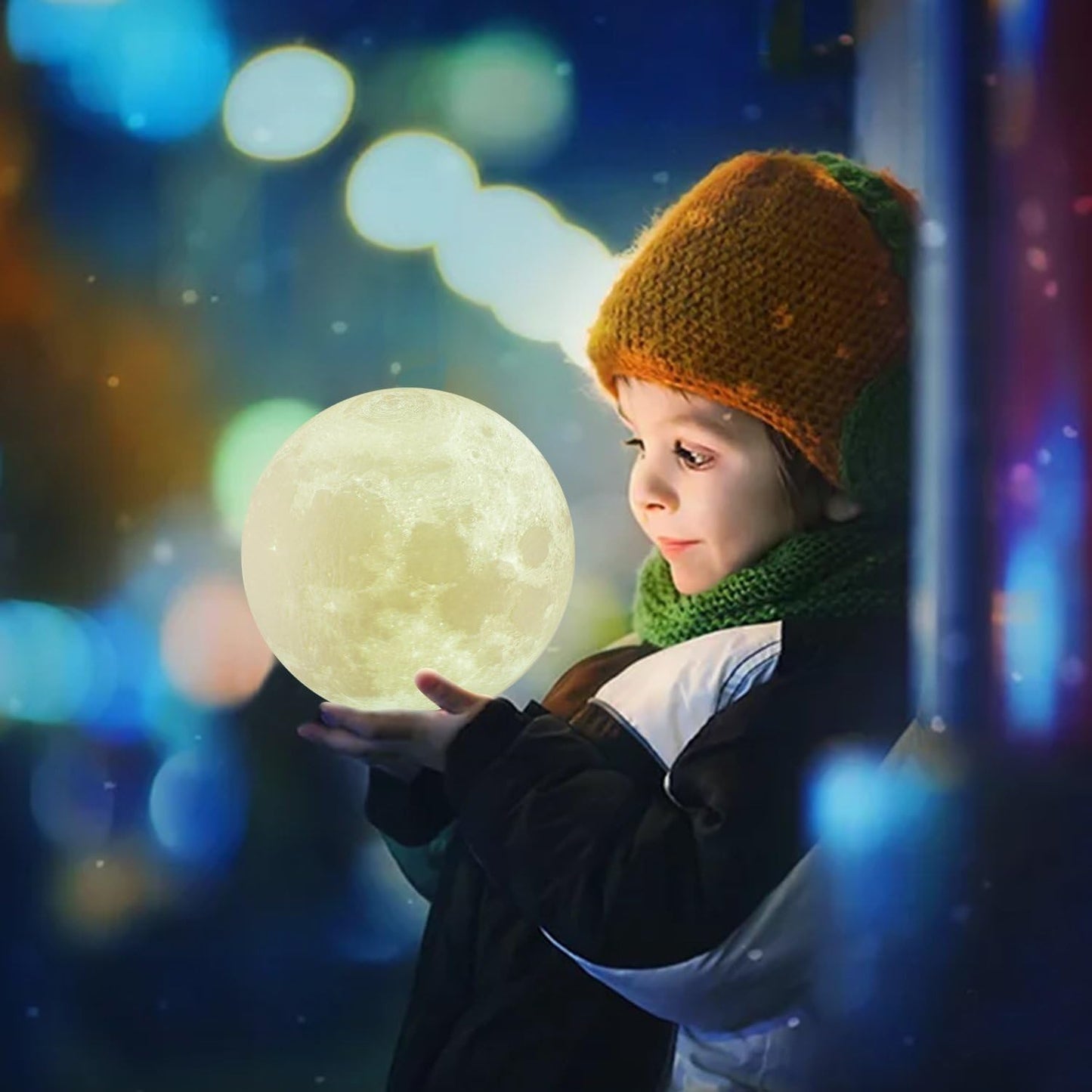 LOGROTATE Moon Lamp, 16 Colors LED Night Light, Moon Light with Stand and Time Setting & Remote & Touch Control(7.1 inch)