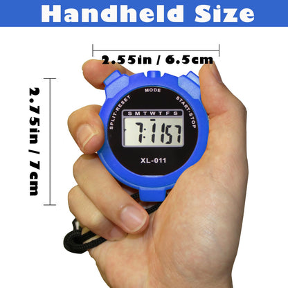6-Pack Multi-Function Electronic Digital Sport Stopwatch Timer, Large Display with Date Time and Alarm Function, Sports Coaches Fitness Coaches and Referees (Blue)