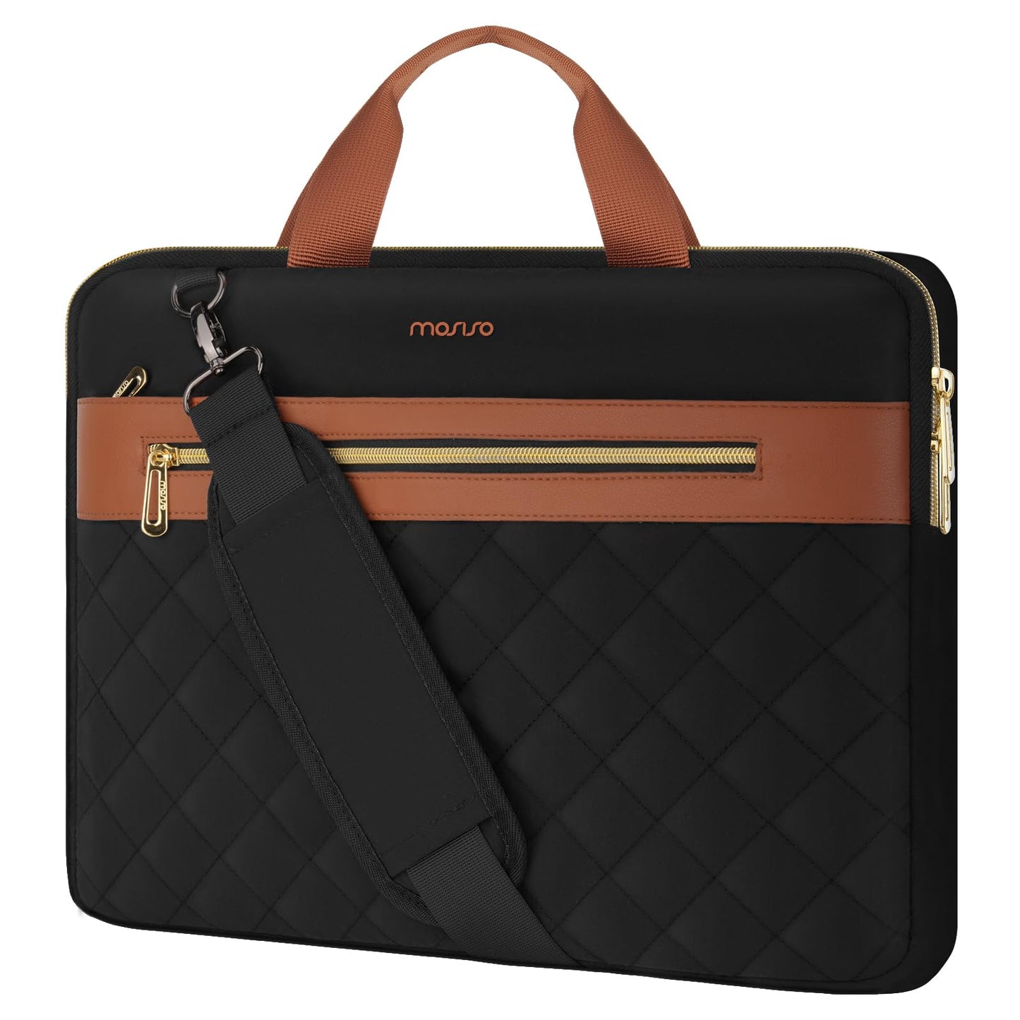 MOSISO Laptop Bag for Men, 15-16 inch Computer Bags Compatible with MacBook Pro 16 inch/Air 15 inch, HP Dell Acer Asus Notebook, Laptop Messenger Shoulder Bag with Trolley Sleeve&Front Pocket, Black
