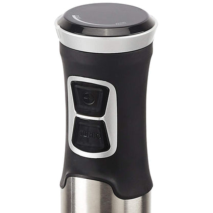 Amazon Basics Multi-Speed Immersion Hand Blender for Kitchen Mixing, Smoothies, Soups, 500 Watt Powerful, with Blending Stick, Whisk, Chopper and Beaker, Silver