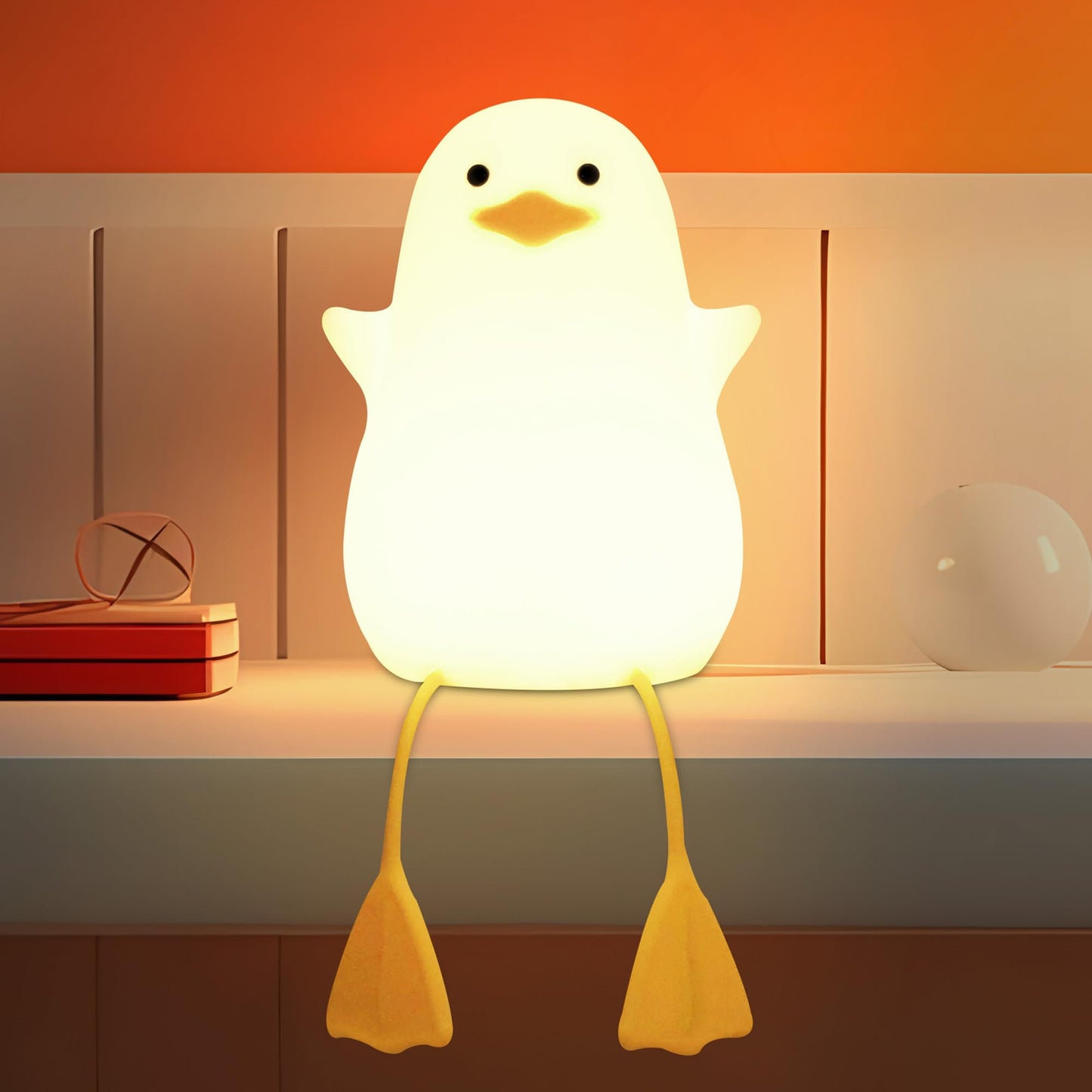 Okayera Cute Duck Lamp, Animal Nursery Silicone Night Light with Portable USB Rechargeable Timer Dimmable, Perfect for Home Bedroom Living Room, Holiday Birthday Xmas Easter Decor Gifts to Kids Baby