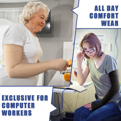 beister Lymphedema Medical Compression Arm Sleeve with Gauntlet for Men & Women (Single), 20-30 mmHg Full Arm Support.