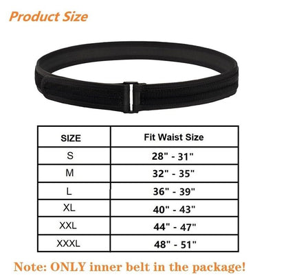 TACNEX Loop Liner Inner Belt Tactical/Combat/Range/Duty/Outer Underbelt Rigid EDC Gun Belt for Men Holster Carry No Metal Simple Loop Buckle M