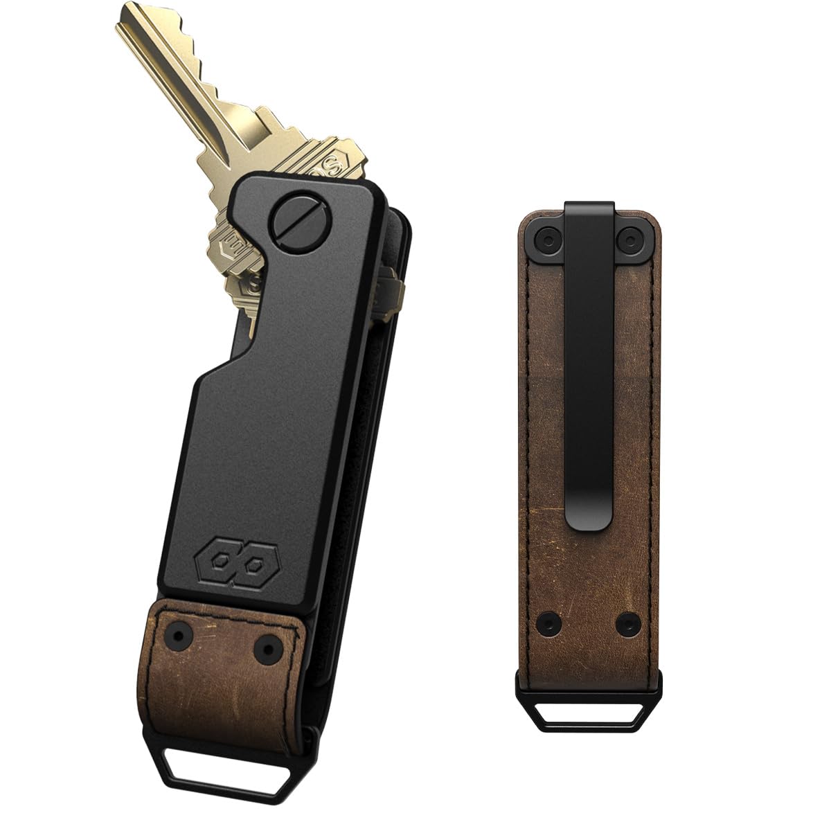 PROOF Key Holder | The Founder | Key Organizer | Top Grain Leather & Metal | Minimalist Keyholder | Secures Up to 7 Keys | Gift Box | Veteran Owned