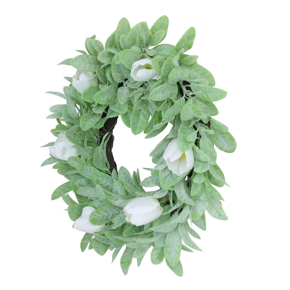 Seasons 18" Lambs Ear Wreaths, Artificial Wreath for Home Decor