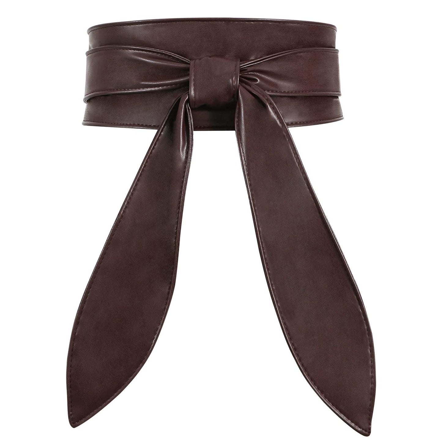 WHIPPY Women Obi Belt Fashion Wrap Around Wide Waistband Knotted Cinch Belt for Dress, Coffee, L