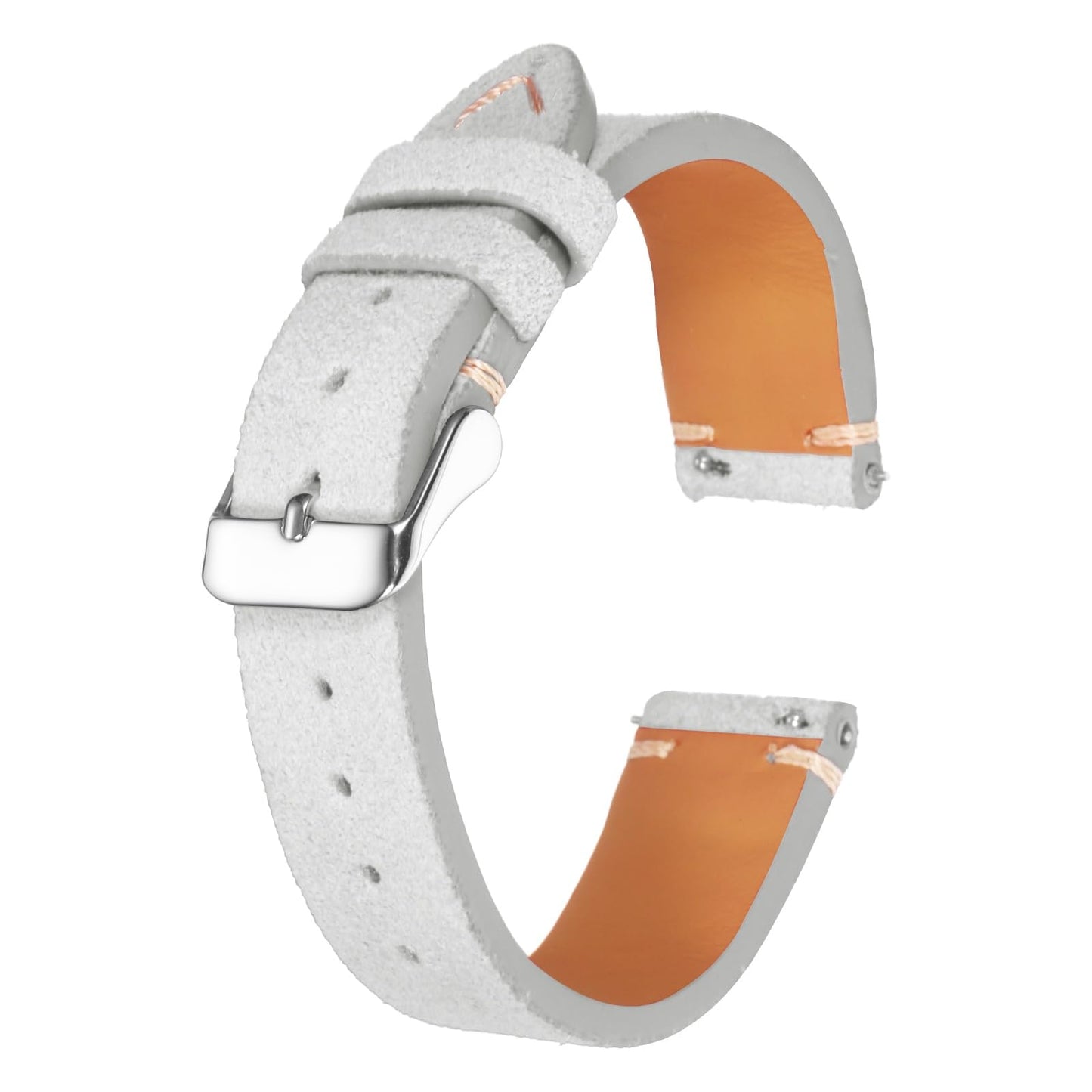 HARFINGTON Leather Watch Band 19mm Width Watch Strap Top-Grain Suede Cowhide Wrist Bands Replacement with Stainless Steel Buckle for Men Women, Light Gray